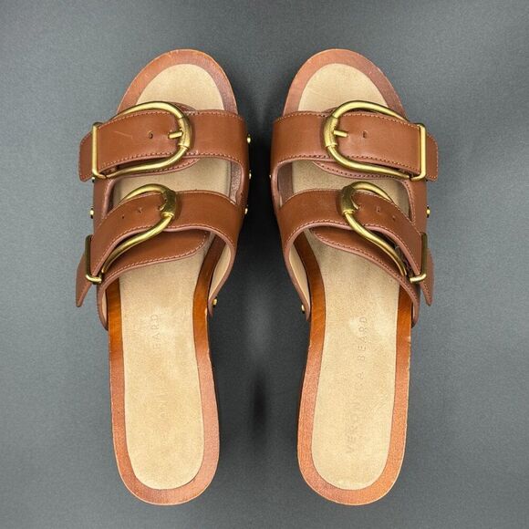 Veronica Beard Halifax Leather Studded Buckle Clogs - Picture 5 of 11